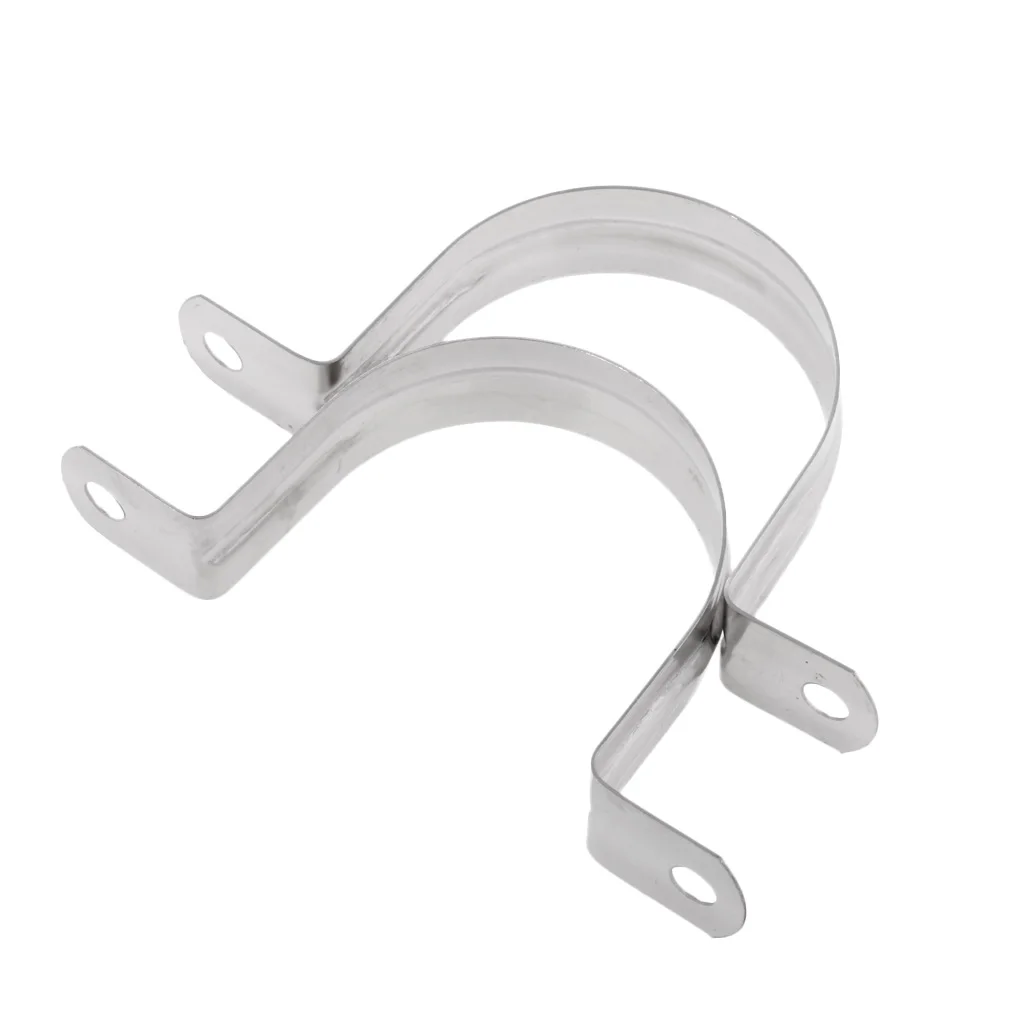2x 80mm Height Stainless Steel U Shaped Pipe Tube Wire Cable Clamps Clips