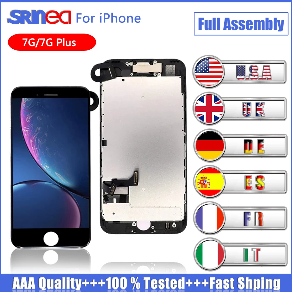 

LCD Display For iPhone 7 7G Plus Touch Screen Digitizer Full Set Assembly Replacement +Front Camera+Sensor+ Speaker Apple 7plus