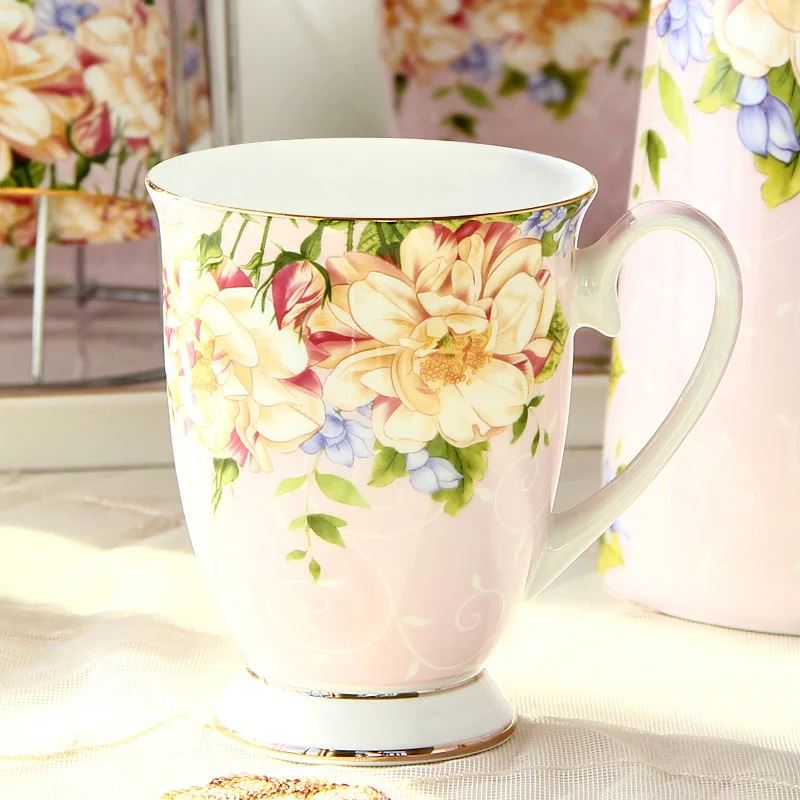 Керамическая кофейная кружка taza cafe Термокружка из костяного фарфора с цветочным
