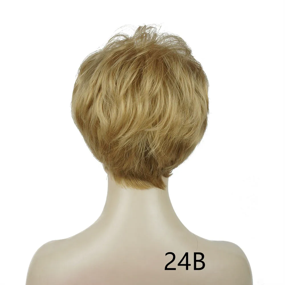 StrongBeauty женский парик короткий прямой натуральный Хай синтетический монолитный парик блонд/черный 11 видов цветов - Цвет: 24B