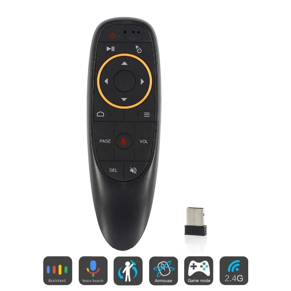 

Mecool G10 Voice Remote Control 2.4G Wireless Air Mouse Microphone Gyroscope IR IR Learning 6-axis Gyroscope for Android TV Box