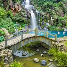 На заказ любой размер Настенные обои 3D горный весенний ручей мост воды Водопад пейзаж настенные украшения Настенные обои