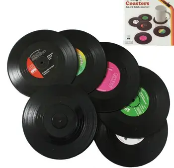 

50 sets (6 Pcs/set )Home Table Cup Mat Creative Decor Coffee Drink Placemat Spinning Retro Vinyl CD Record Drinks Coasters