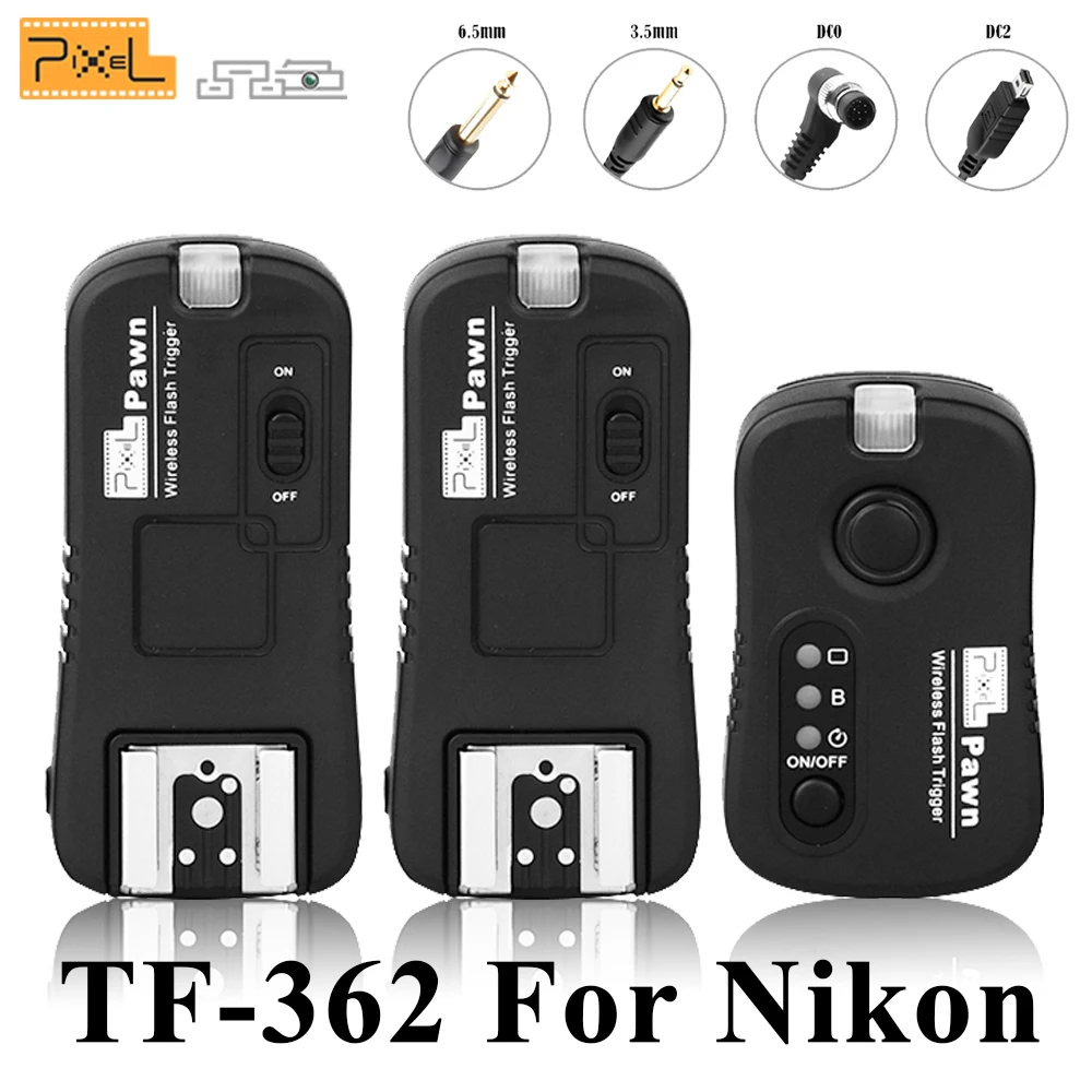 

Pixel TF-362 Wireless Remote Control Shutter Release Flash Trigger 1PCS Transmitter 2PCS Receiver For Nikon D810 d3100 d7100 d90
