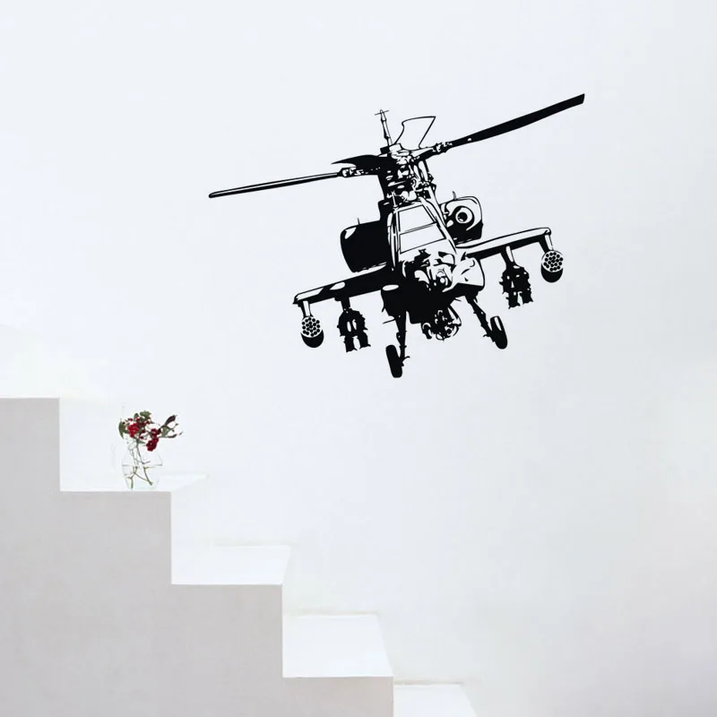 Military Helicopter Wall Stickers Home Decor Living Room Hollow Out Design Wall Decals For Sofa