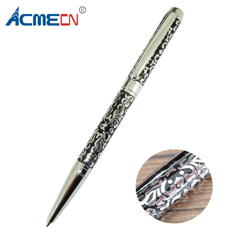 Original Design Embossing Branded Ballpoint Pen Unisex Brass Slim Ball