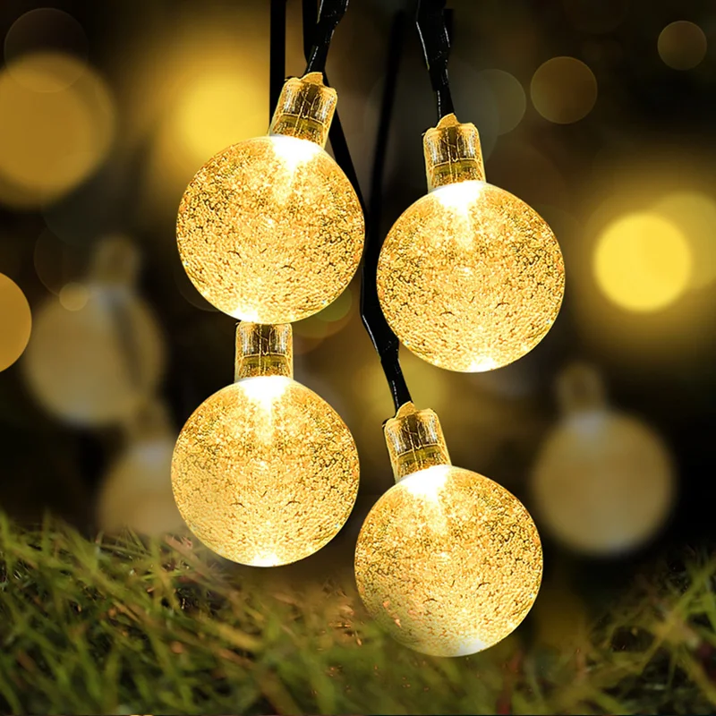 7 м Солнечная лампа хрустальный шар светодиодный гирлянда вспышка Водонепроницаемая сказочная гирлянда для наружного сада Рождественские Свадебные украшения