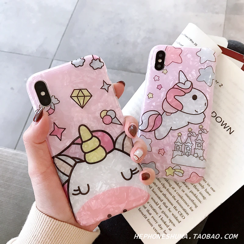 

For iPhone xs max unicorn Case & tempered glass film soft Cover for iPhone X 6 6s plus phone fundas for iphone 8 7plus shell