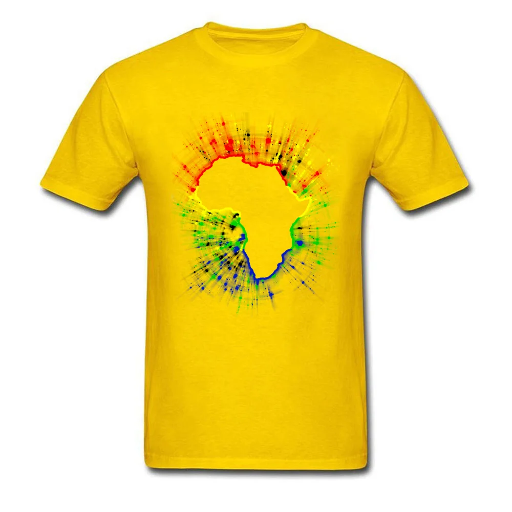 Pure Cotton Men Short Sleeve Africa Continent Flag colours T-shirts Casual Tops T Shirt 2018 Discount Group O-Neck T-Shirt Africa Continent Flag colours yellow