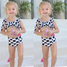 Детский купальник из двух предметов в горошек для маленьких девочек, топ-труба для маленьких девочек, бикини, купальники, пляжная одежда, купальный костюм