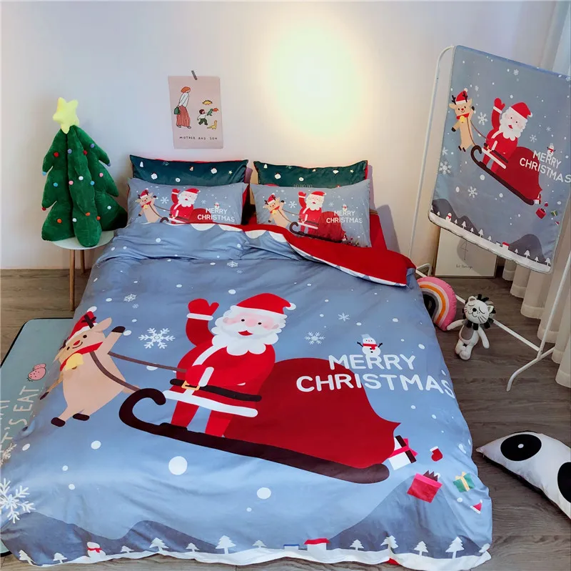 

Winter Bedding Set luxury Christmas 1/4pcs Family Set Include Bed Sheet Duvet Cover Pillowcase Boy KIDS Room Decoration blanket