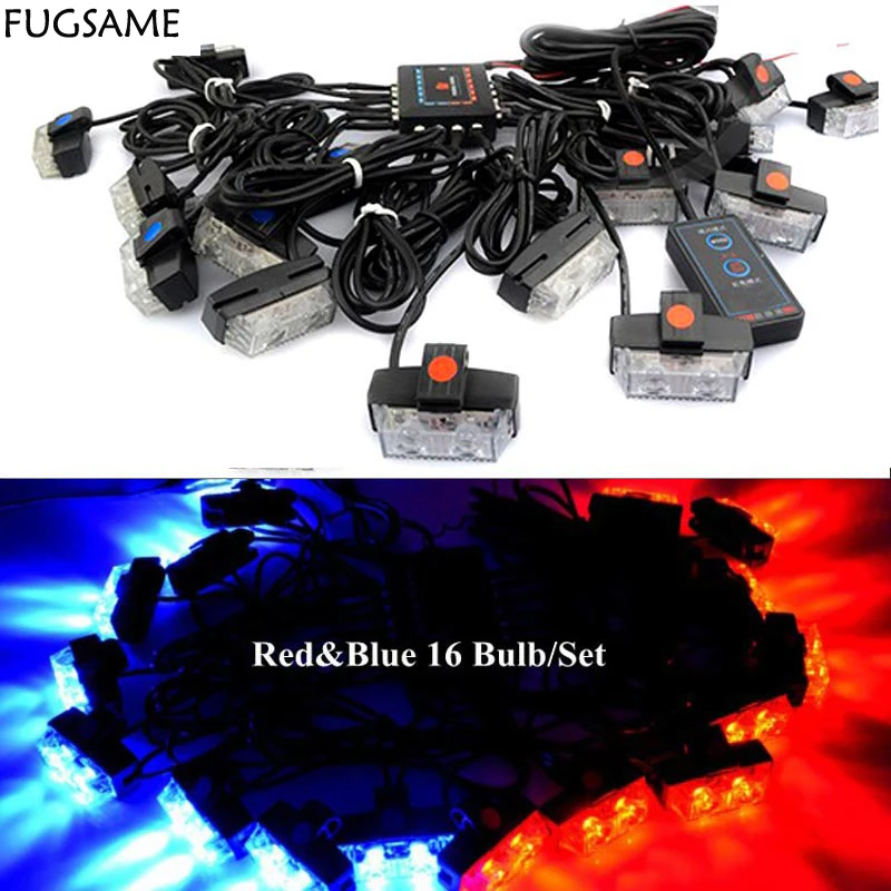 

FUGSAME 32W Wired Strobe DRLLed Emergency Strobe Warning Flash Running Lights Car Styling Police lights