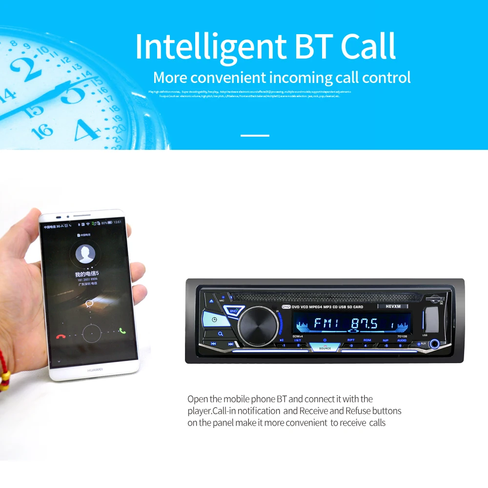 Clearance 2.5" Single 1 Din Car DVD Player Radio Stereo Panel Video Bluetooth Subwoofer AUX In CD MP5  DVD Player Audio 10