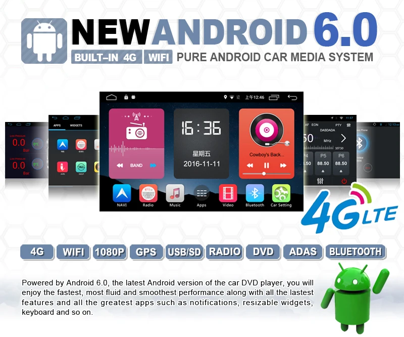 Discount 7" Android 6.0 Marshmallow OS Special Car DVD for Peugeot 3008 2009-2011 & Peugeot 5008 2009-2011 with Calling Function Support 1