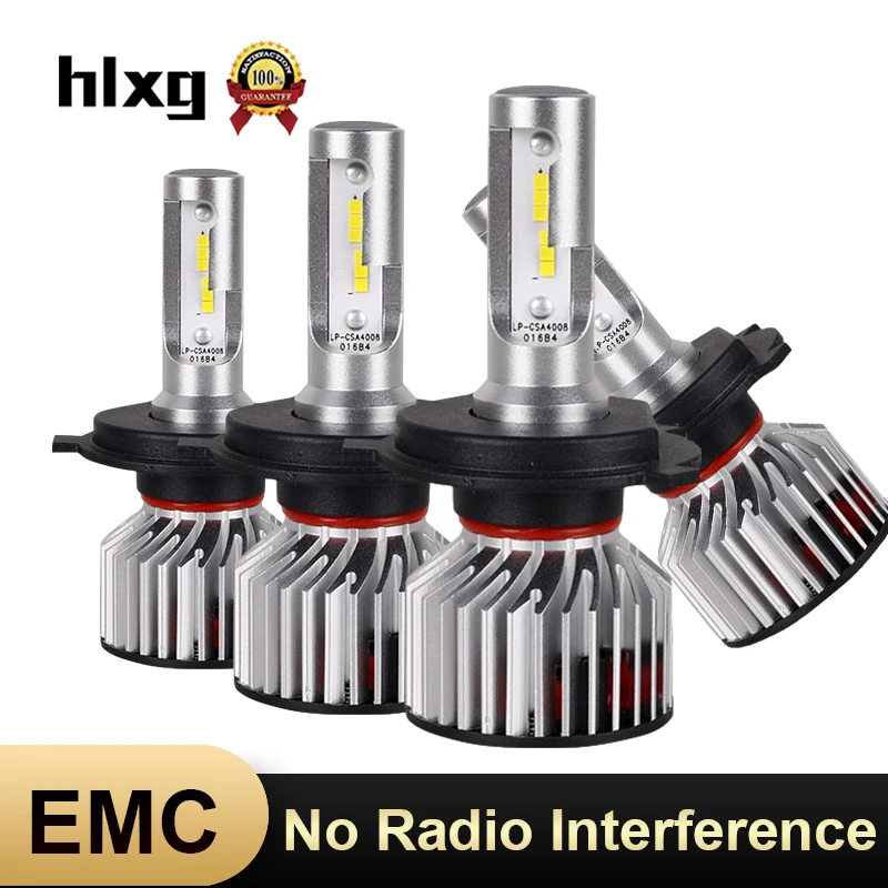 HLXG без радио H7 LED помехи светодиодные фары лампы H1 H4 12V automotivo 70W HB3/9005 HB4/9006 Свет H11 H8 H9