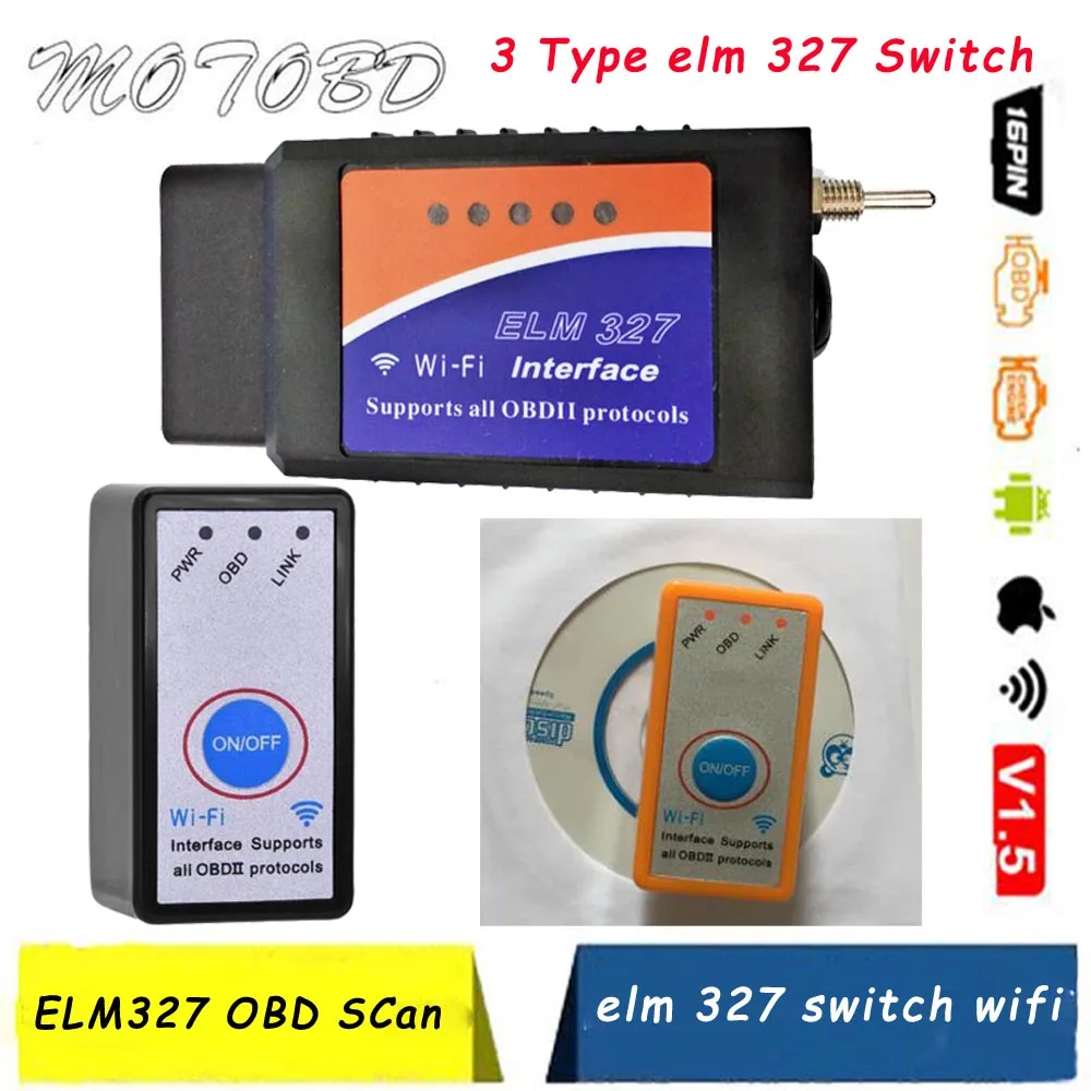 

3 ELM327 Switch Wif V1.5 Auto Sleep Code Reader Bluetooth Power Switch on/off 12V OBDII Diagnostic tool Scanner ELM 327 Wifi