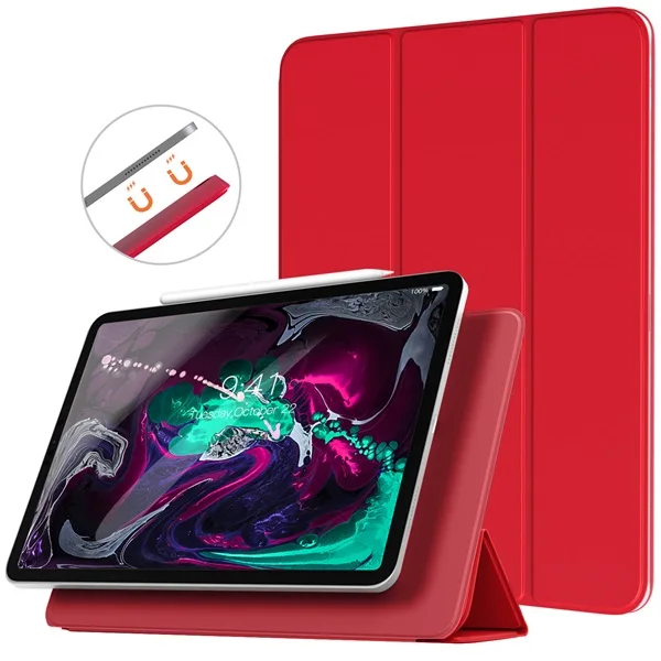 Чехол MoKo для iPad Pro 12,9 [Поддержка магнитного крепления заряда/пары] тонкий легкий смарт-чехол с магнитной подставкой - Цвет: Red