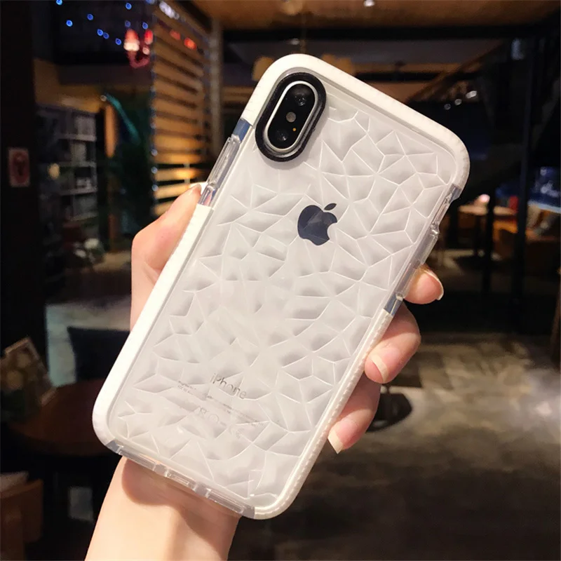 N1986N Телефон чехол для iPhone 6 6s 7 8 Plus X XR XS Max Мода 3D Алмазная текстура прозрачный мягкий ТПУ противоударный для iPhone X