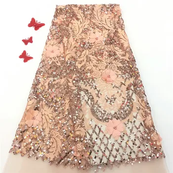 

Nigerian Lace Fabrics For Wedding 2019 African French Lace Fabric High Quality 3D Lace Appliquess lace for wedding dress rf76-31