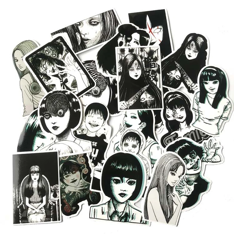 

21pcs Another Face Tomie Revenge Sticker Decal Black and White For Car Laptop Bicycle Motorcycle Notebook Waterproof Stickers F5