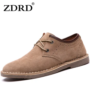 

ZDRD New Arrival Men casual shoes Comfortable Flats Shoes Fashion Breathable Leather anti slip Lace-Up oxford Fur Moccasins