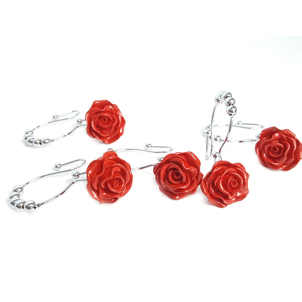 12 шт. крючок для душевой занавески легкая установка замена Glide Rustproof Rose Shaped