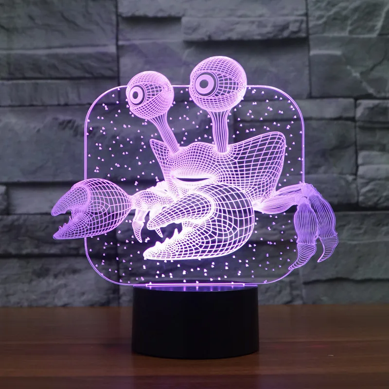 

3341 Bigfoot Crab Capricorn Steinbock 3D LED Lamp Atmosphere lamp 7 Color Changing Visual illusion LED Decor Lamp