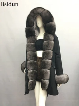 

lisidun 2019 Fox Fur Overcoat Made of Natural Real Animal Fur of High Quality