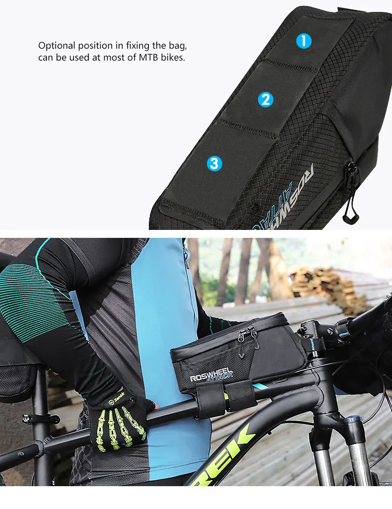 Sale ROSWHEEL Bicycle Top Frame Bag Tube Pouch Pannier Cycling Carryings Pocket MTB Road Bike Cycle Parts Basket 121370 5