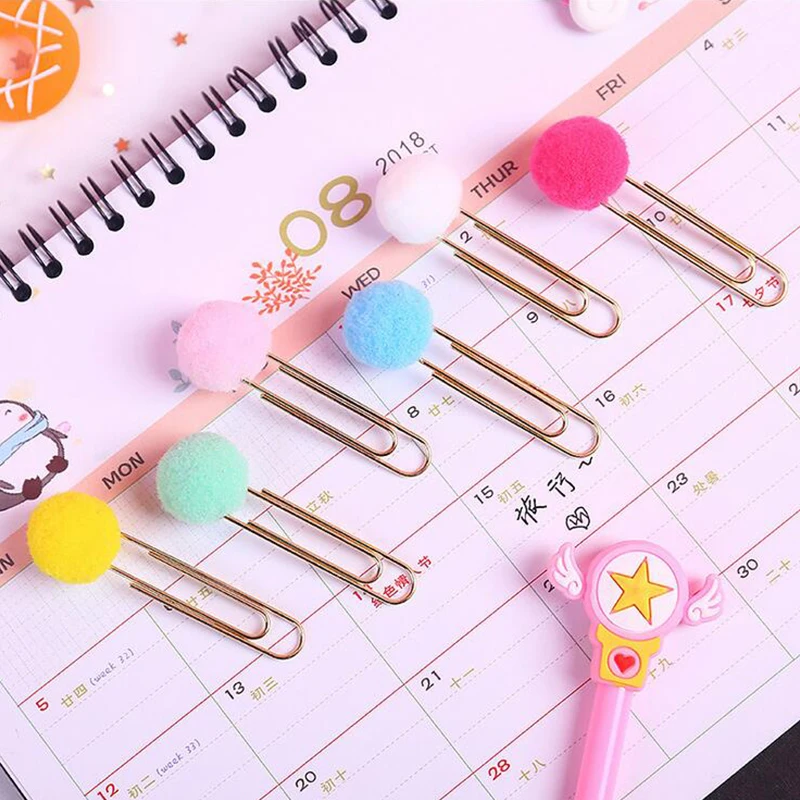 

Color pompom Clip bookmark cute stationery metal bookmarks for book holder school supplies papelaria