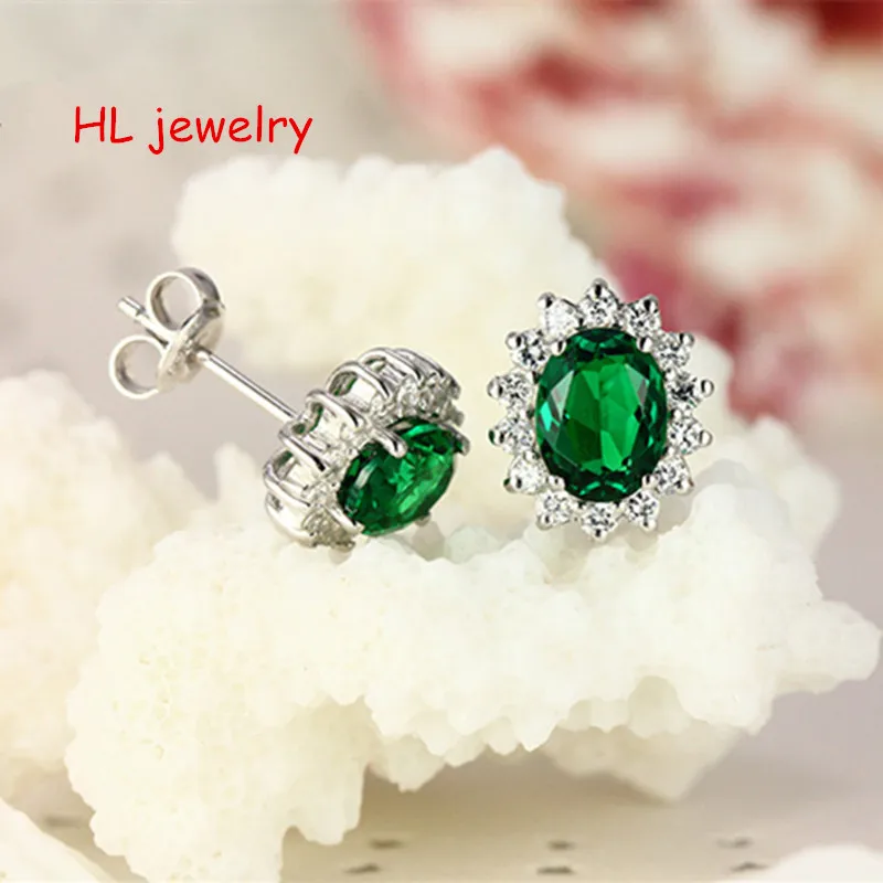 4.51ct Synthesis Green stone 6x8mm Oval 925 Sterling Silver Jewelry