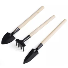3 Piece Mini Garden Tool Set Gardening Shovels + Spade + Rale With Wooden Handles Metal Head Gardener Bonsai Tool Garden Tools