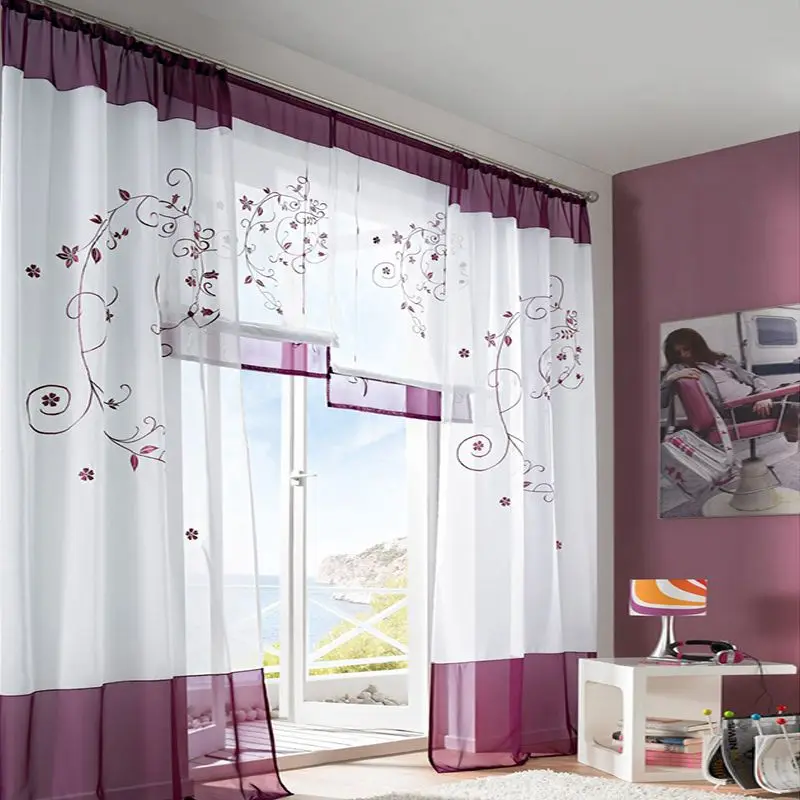 Летние тюлевые шторы разных размеров на окно для гостиной, спальни, кухни, современные оконные цветные занавески из вуали VC - Цвет: C coffe100x200cm