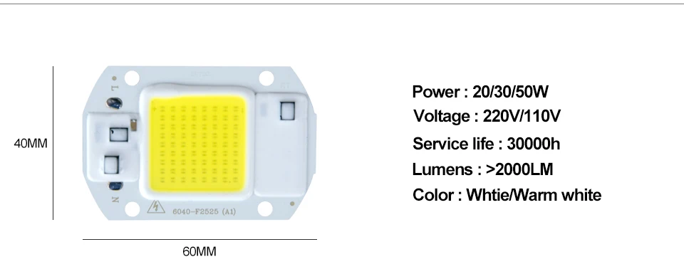 20 Вт 30 Вт 50 Вт COB светодиодный светильник с светодиодный объектив отражатель прожектор Чехлы умная ИС (интеграционная схема светодиодный