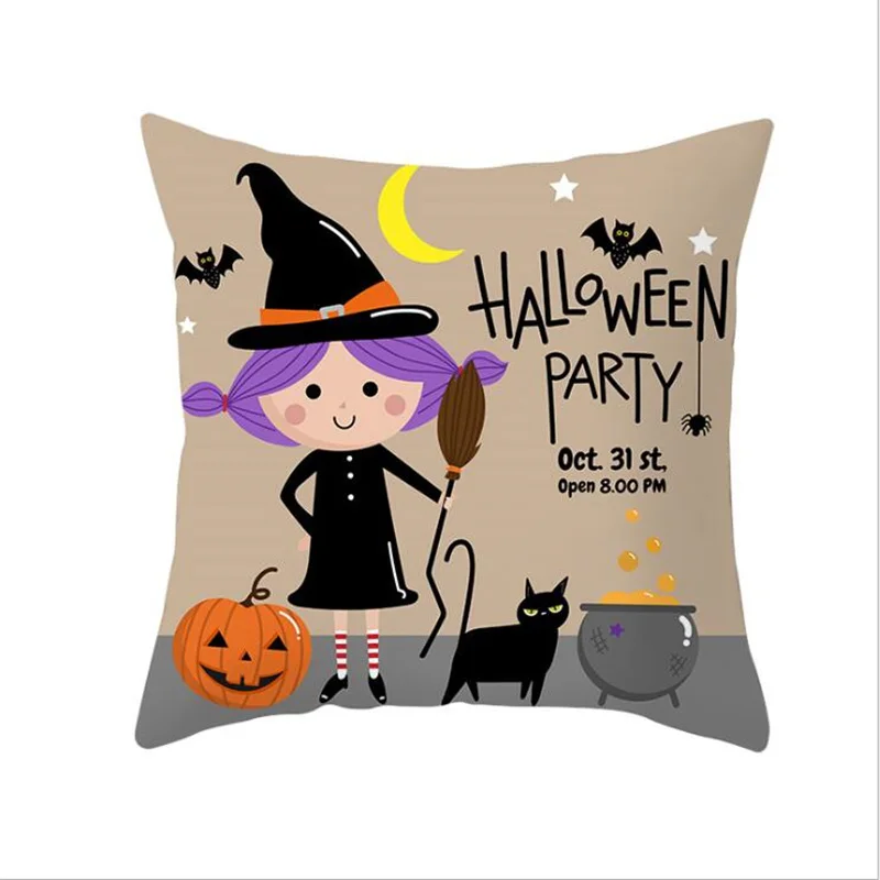 Cute Cat Halloween Decoration Pillow Case Happy Birthday Sofa Cushion Cover Case Xmas Party Pillowcase Gifts - Color: 23