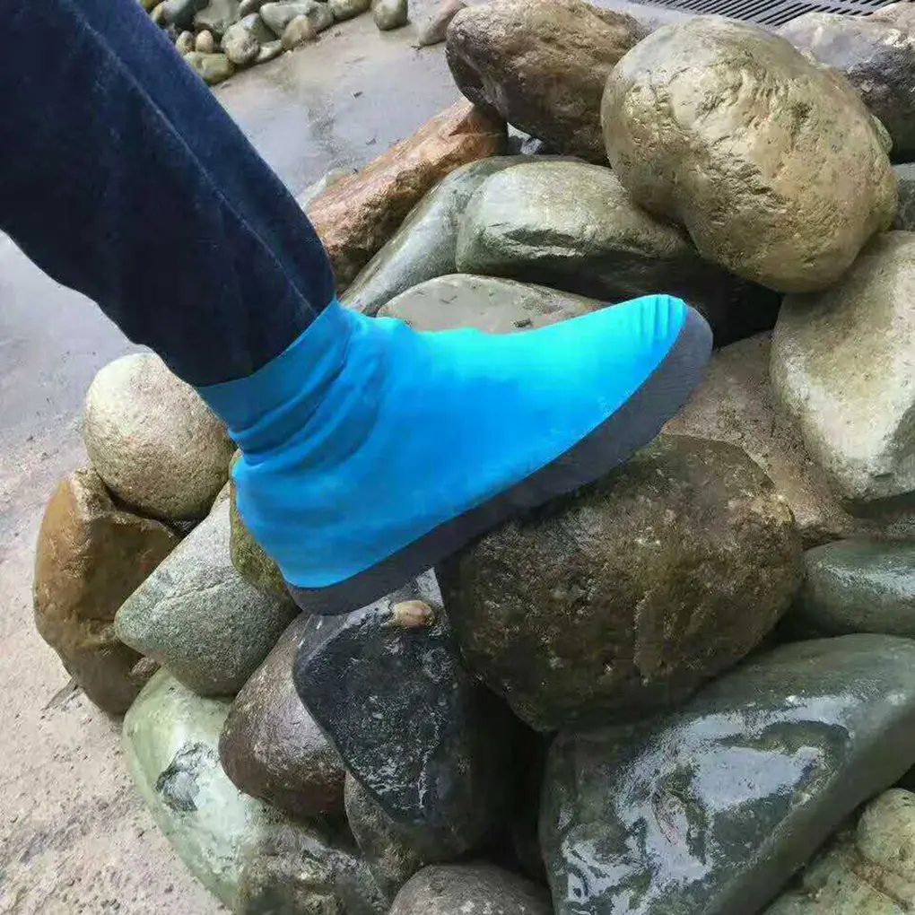 

1/2 Pairs Rain Shoe Covers High Tube Latex Waterproof Shoes Protector Unisex Thickened Disposable Rain Boot Protector