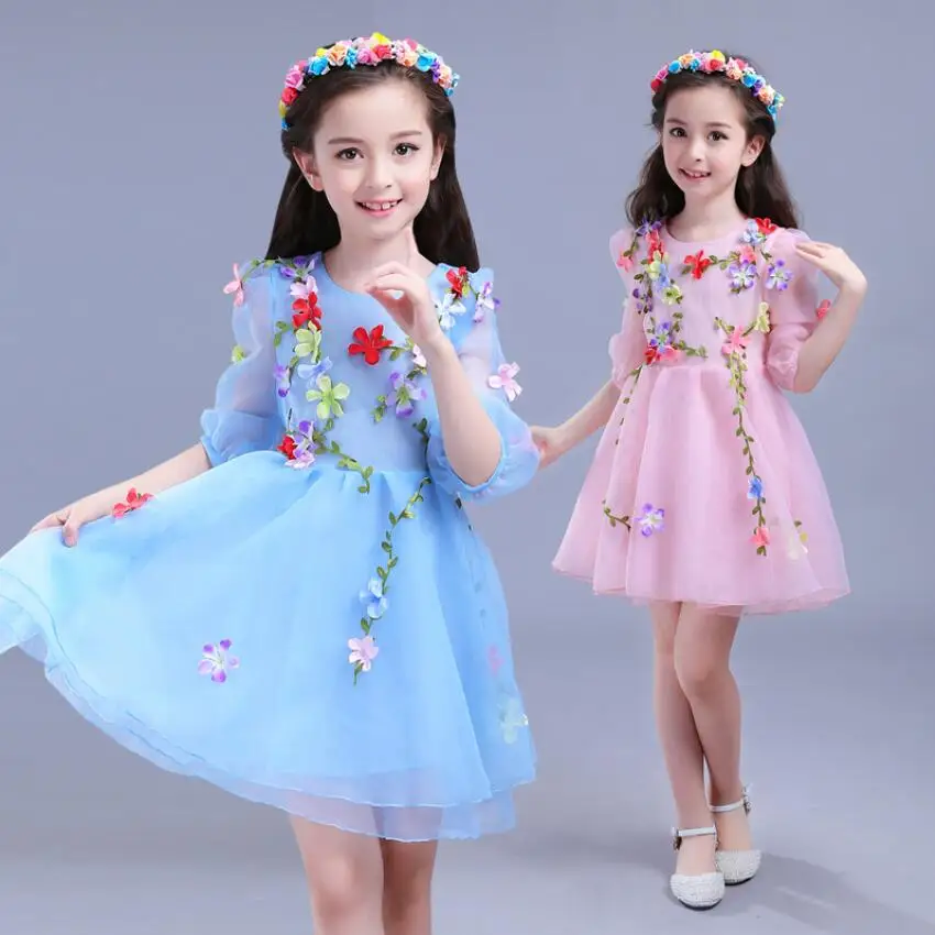 Новинка года; платье Золушки с цветами для девочек; платье принцессы Белоснежки для девочек; кружевное платье с цветами для свадьбы; детская одежда для костюмированной вечеринки