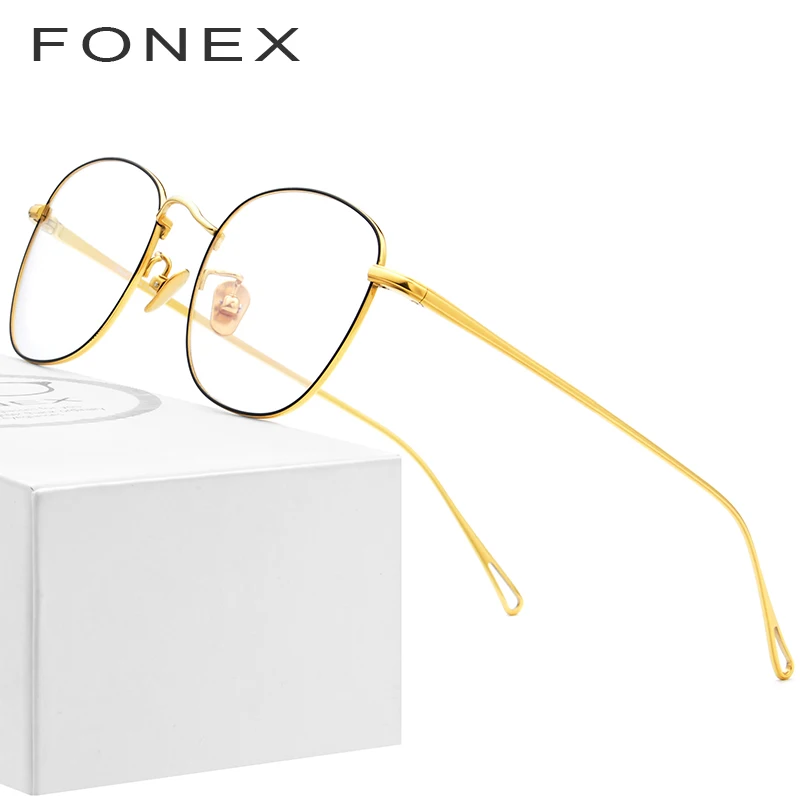 

FONEX Pure B Titanium Glasses Frame Women Ultralight Retro Oval Prescription Eyeglasses Men Spectacles Myopia Optical Eyewear