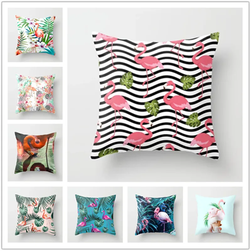 الكرتون فلامنغو رمي الوسائد حالة المنزل غرفة نوم لينة غطاء وسادة مربع الشكل مكتب سيارة أريكة وسادة للديكور غطاء