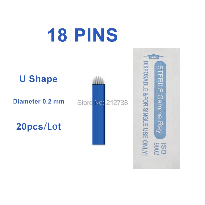 

20 PCS 18 Pin U Shape Tattoo Needles Permanent Makeup Eyebrow Embroidery Blade For 3D Microblading Manual Tattoo Pen-B0