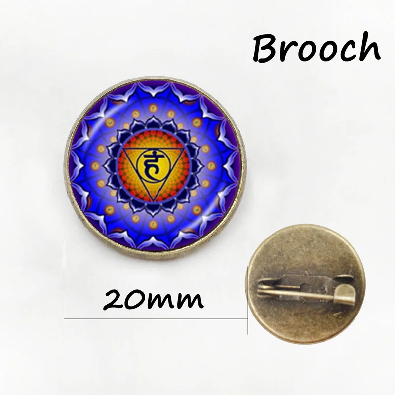 Dragon eyeball pin art picture glass cabochon dome brooches frost dragon eye badge yoga mandala flower brooch jewelry