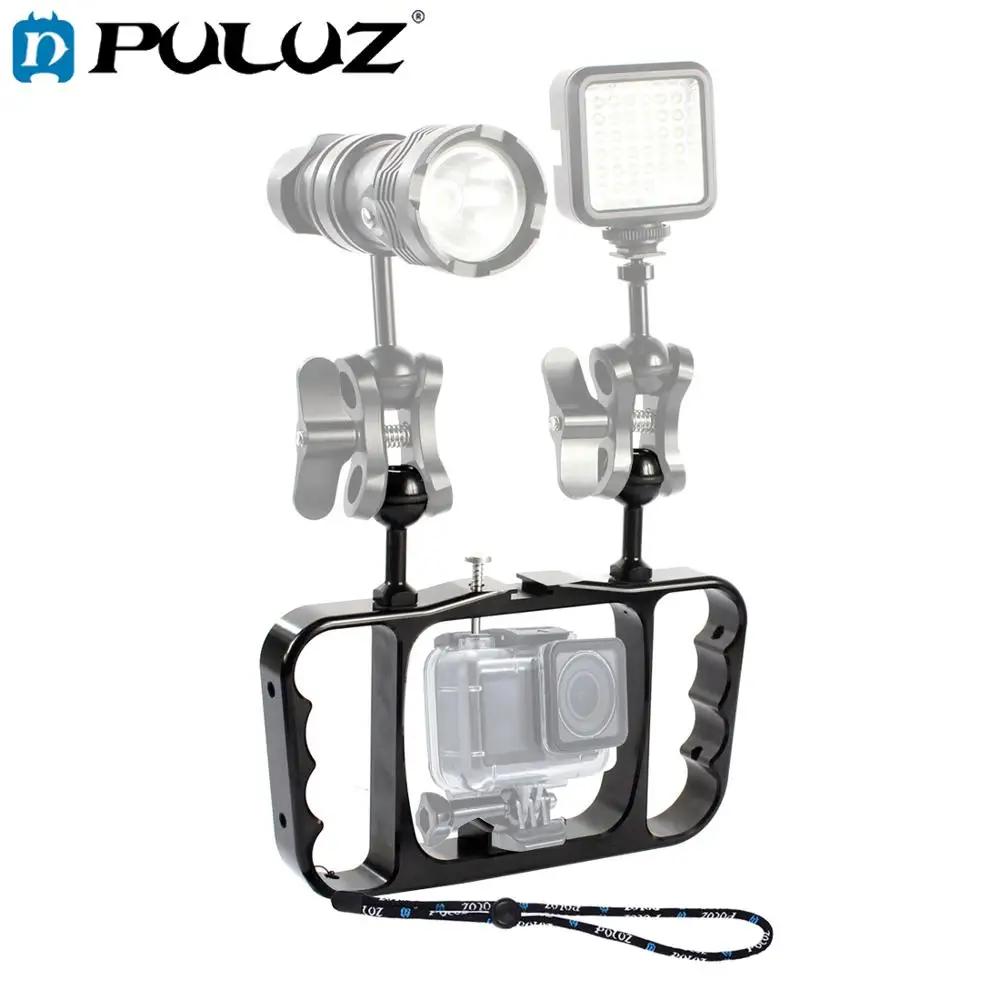 

PULUZ Dual Handheld Diving Light Arm CNC Aluminum Mount with Lanyard for DJI Osmo Action, GoPro NEW HERO /HERO7 /6 /5 /5 Session