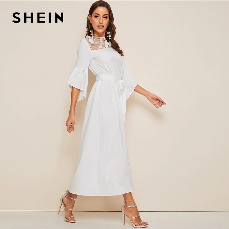 SHEIN متعدد الألوان تعادل عارية الذراعين الاستوائية طباعة الصيف بوهو مثير اللباس المرأة كم كاب صالح ومضيئة العميق V الرقبة البسيطة فساتين