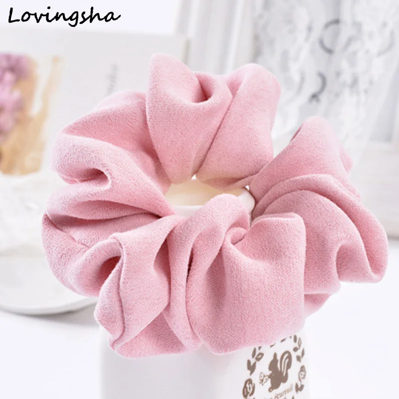 LOVINGSHA Light Color Women Hair Accesorios Pelo Brand Women Hair Tie Scrunchie Ponytail Hair Holder Rope CHD007 - Цвет: Розовый