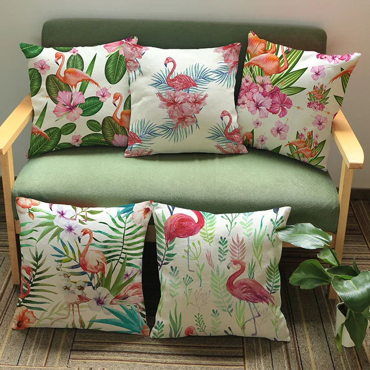 زهرة طيور النحام الزخرفية مربع وسادة الوسائد يغطي سستة إغلاق المنزل كنبة مكتب مقهى فندق كرسي حزب هدايا