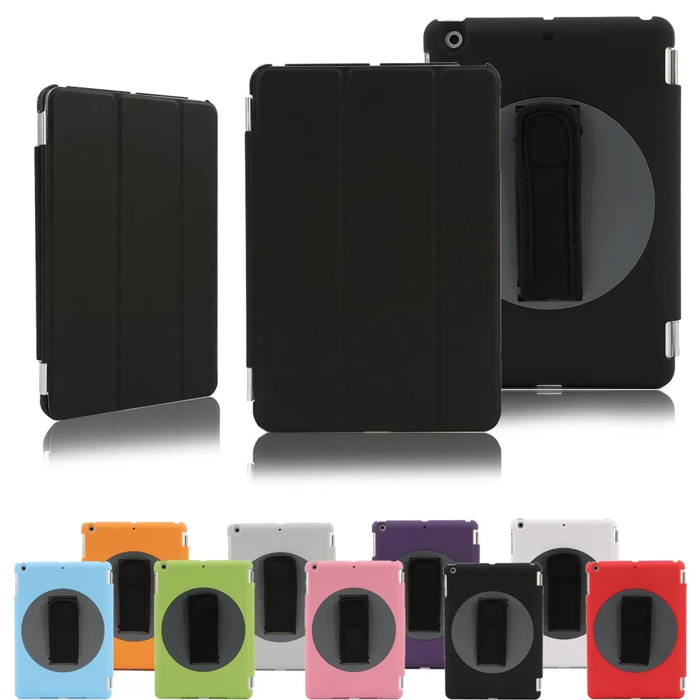 360 Rotating Smart Case for iPad mini 1 2 Grip Handle Strip Stand Case