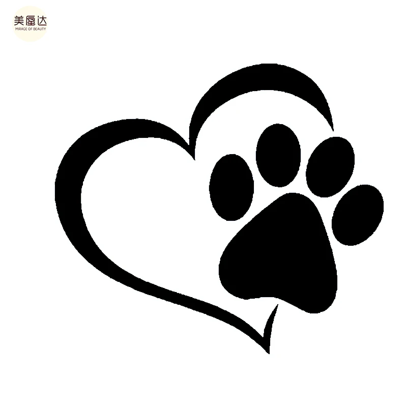 

Lovely Heart Shaped Dog Cat Paw Print Car Sticker for Motorhome Camper Van Motorcycles Car Decor Waterproof Vinyl Decal