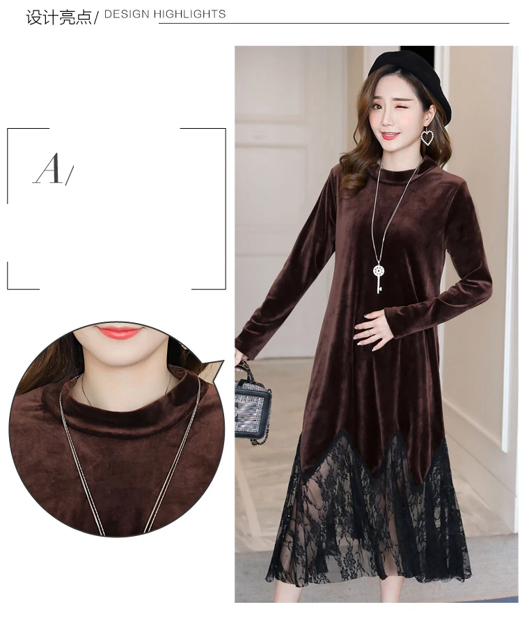 pregnant lace patchwork winter dress (7)