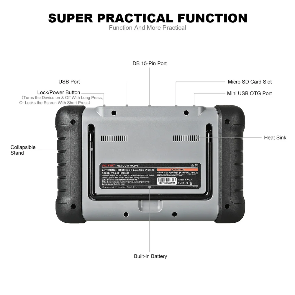 Autel MaxiCOM MK808/MX808 инструмент диагностики все системы функции как Oil Reset/EPB/BMS/SAS/DPF/TPMS и IMMO(MD802+MaxiCheck Pro