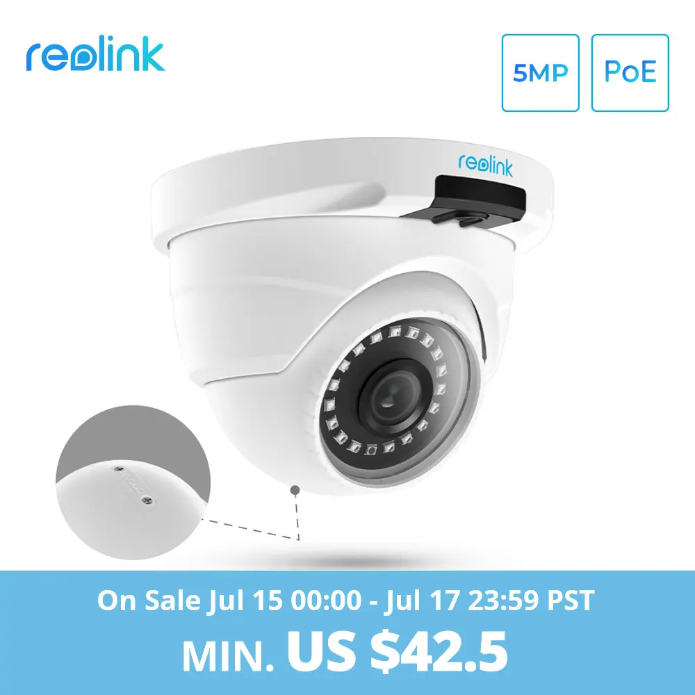 Reolink PoE IP Camera 5MP SD card slot Dome Security Outdoor
